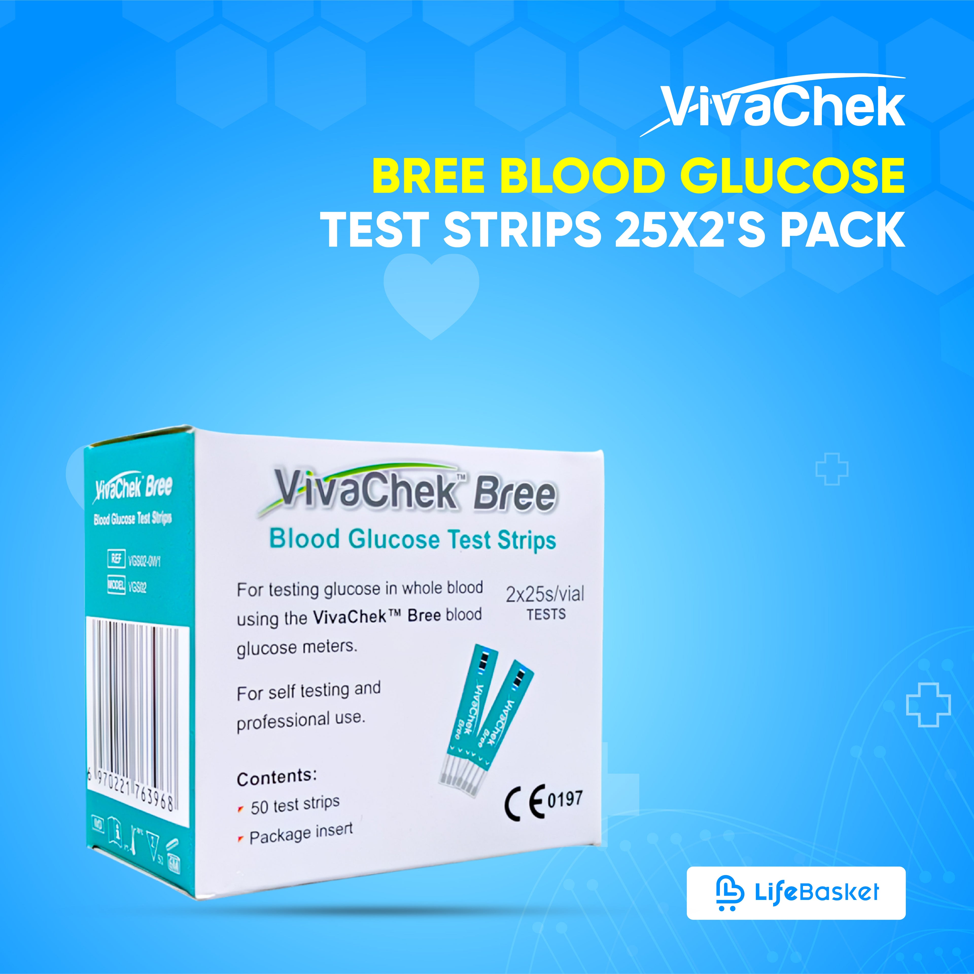 VivaChek Bree Blood Glucose Test Strips 50's Pack