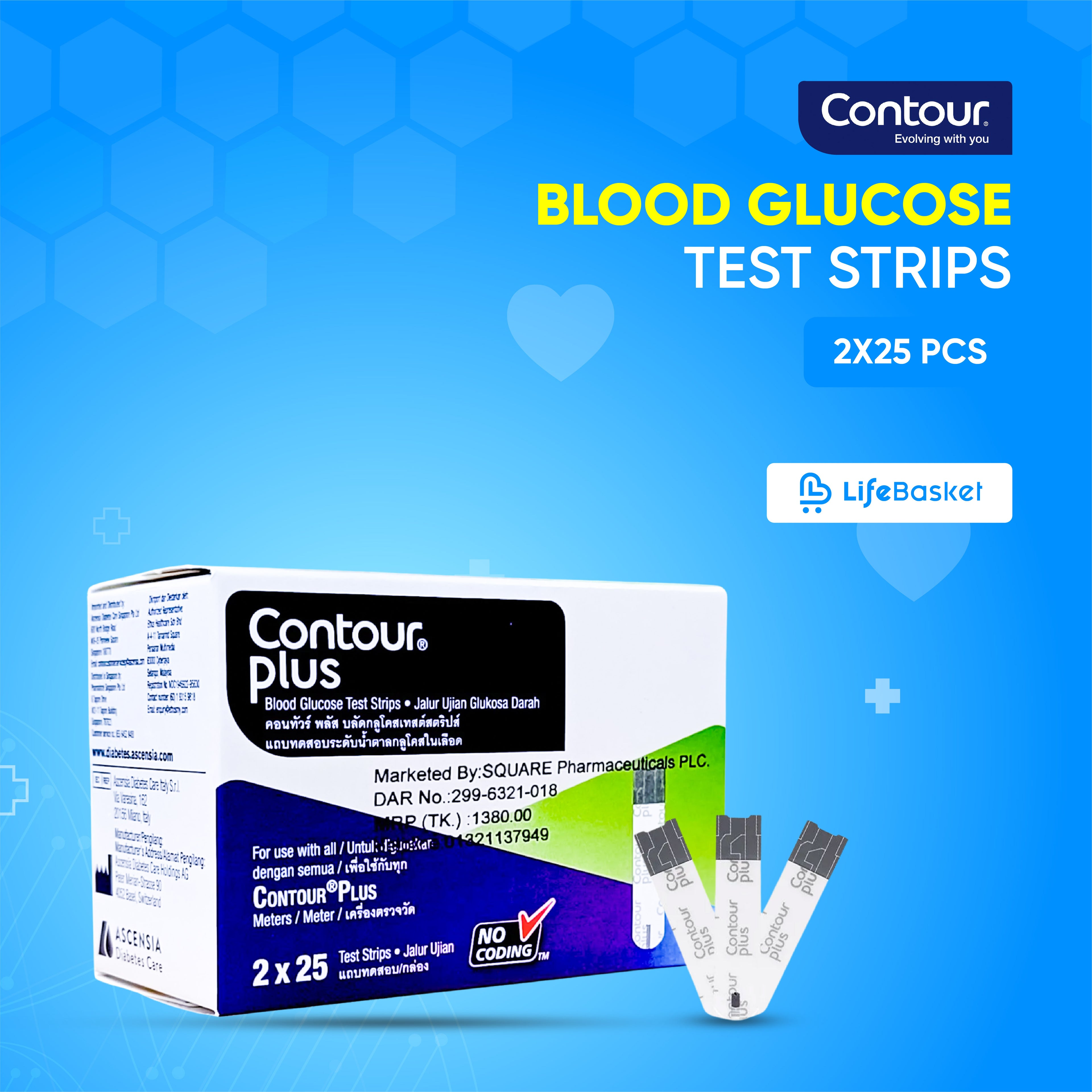 Contour Plus Blood Glucose Strip 25*2=50's Pack